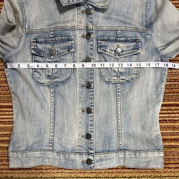 Kut from the Kloth Denim Jacket Women's Medium Blue Light Wash Stretch Trucker - Picture 10 of 16